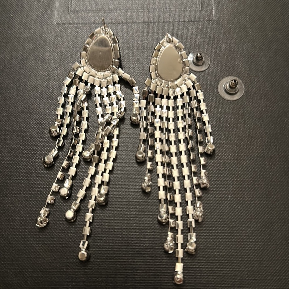 Dangle Clear Rhinestone Earrings - image 3